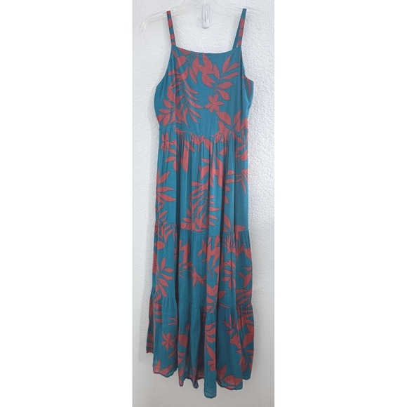 Old Navy Dresses & Skirts - Old Navy Boho Coastal Beach Resort Tiered Teal Floral Maxi Dress Sz S Smocked